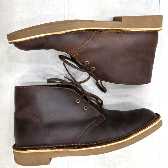 Clarks Collection Bushacre Desert chukka boots men's 8.5 brown oiled leather - Picture 7 of 11